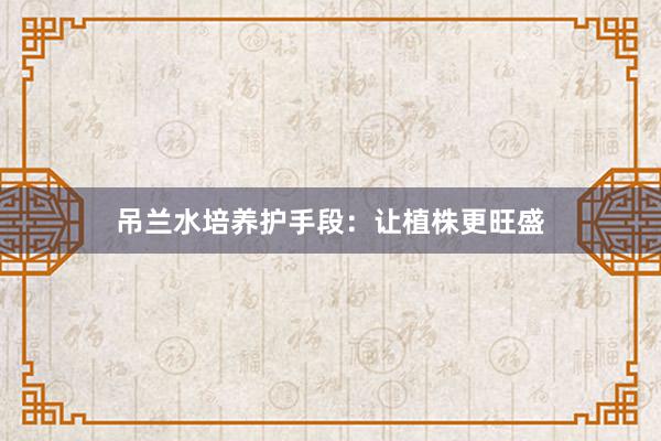 吊兰水培养护手段：让植株更旺盛